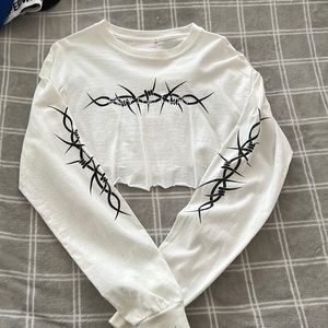 Forever 21 Barbed Wire Long Sleeve Crop Top